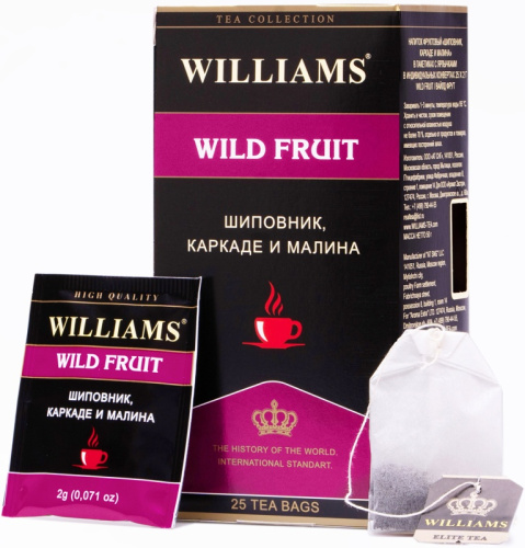 WILLIAMS чай фруктовый шиповник, каркаде, малина wild fruit 2г*25пак